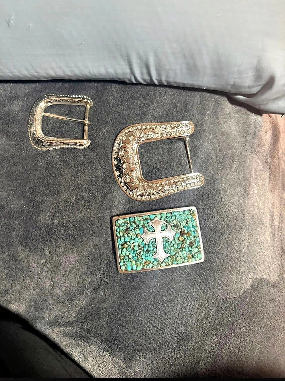Turquoise Inlay Western Belt Buckle - Picture 4 of 4